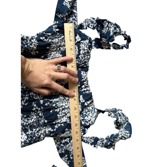 Abercrombie & Fitch Back Poplin Maxi Dress size S Navy White Floral - Picture 4 of 11